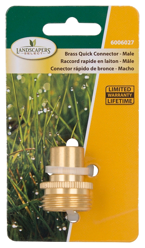 Landscapers Select GB9610 Hose Connector, 3/4 in, Male, Brass, Brass