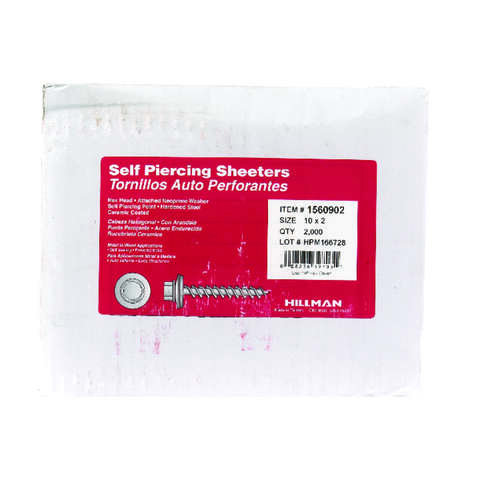 HILLMAN No. 10 X 2 in. L Slotted Hex Washer Head Self-Piercing Screws 2000 pk
