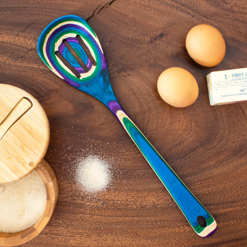 Totally Bamboo Baltique Multicolored Birch Wood Slotted Spoon, Pack of 12