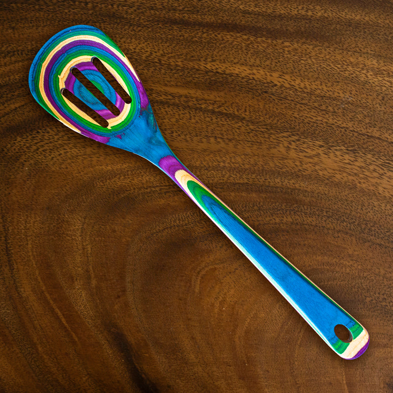 Totally Bamboo Baltique Multicolored Birch Wood Slotted Spoon, Pack of 12