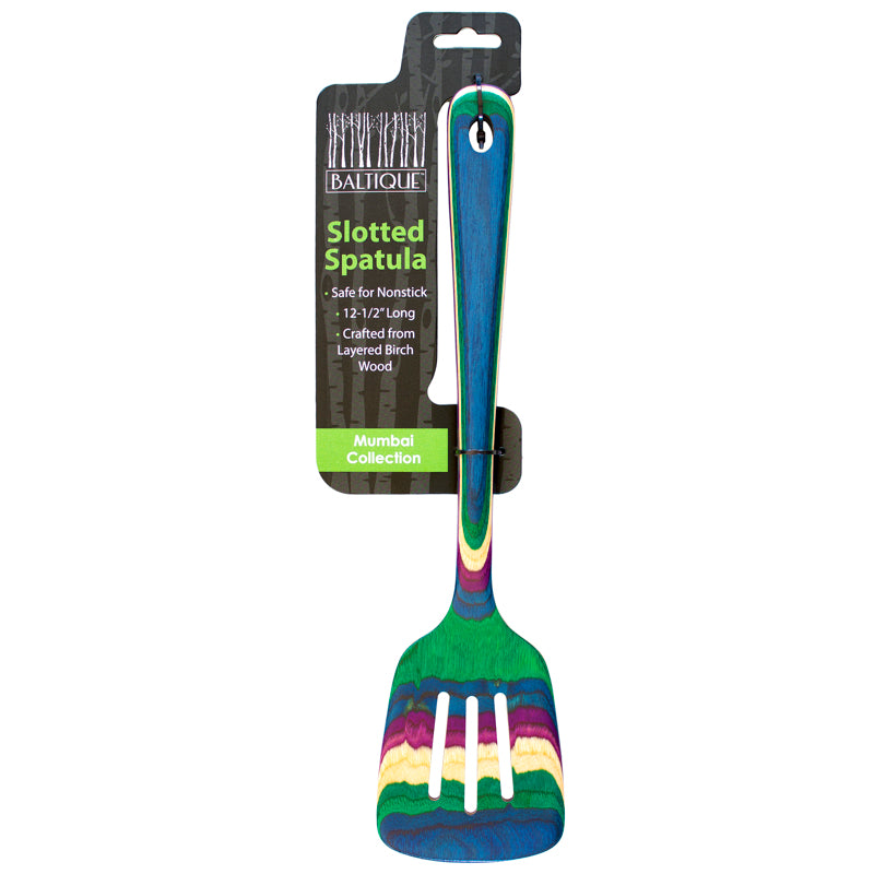 Totally Bamboo Baltique Multicolored Birch Wood Slotted Spatula, Pack of 12