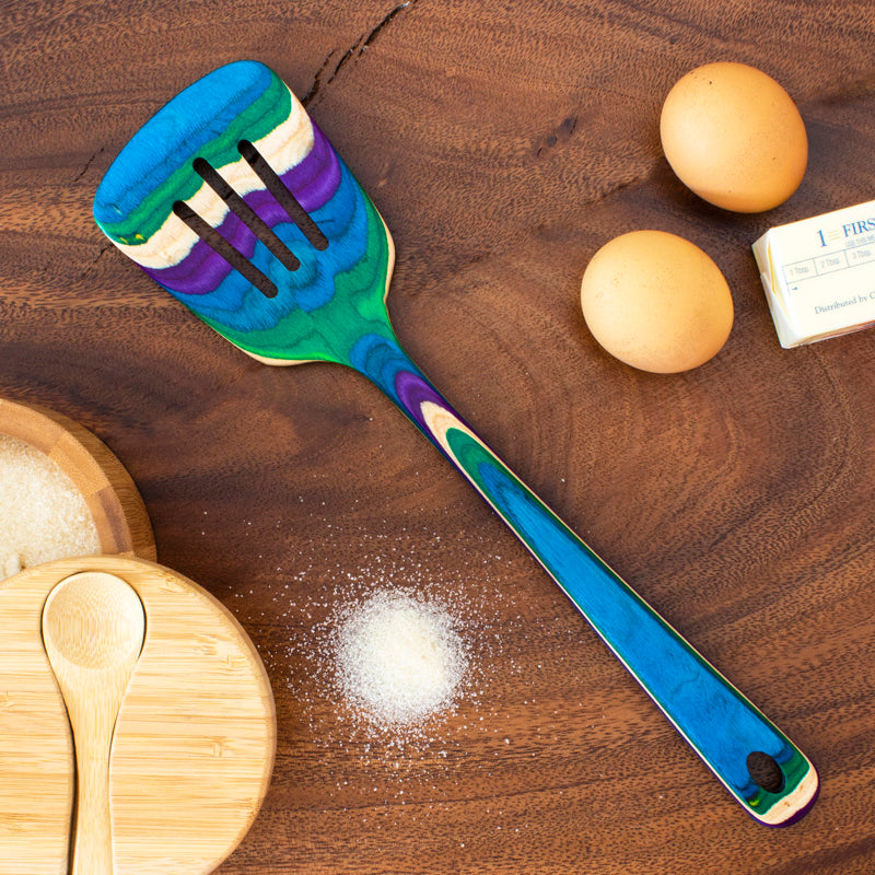 Totally Bamboo Baltique Multicolored Birch Wood Slotted Spatula, Pack of 12