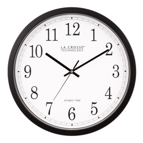 La Crosse Technology 14 in. L X 14 in. W Indoor Modern Analog Atomic Wall Clock Glass/Plastic Black