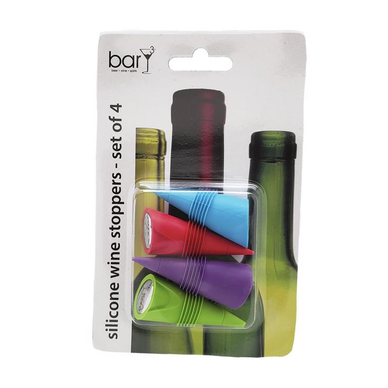 BarY3 Assorted Plastic/Silicone Wine Stopper