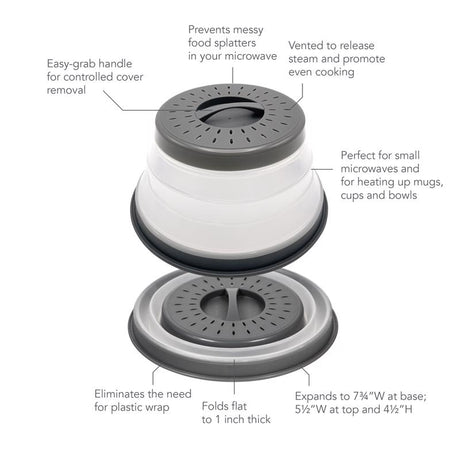 Tovolo Gray/White Plastic Microwave Collapsible Food Cover