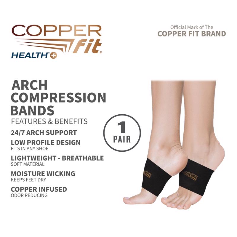Copper Fit Health+ Black Basic Foot Compression Sleeve 1 box 2 ct