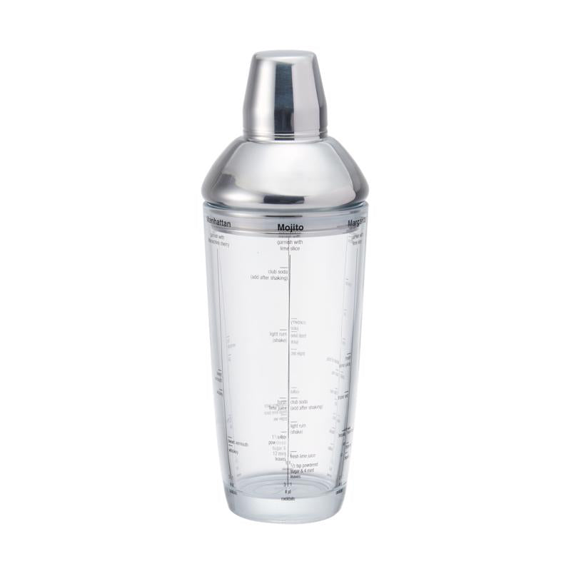 Houdini 24 oz Clear Glass/Stainless Steel Cocktail Shaker
