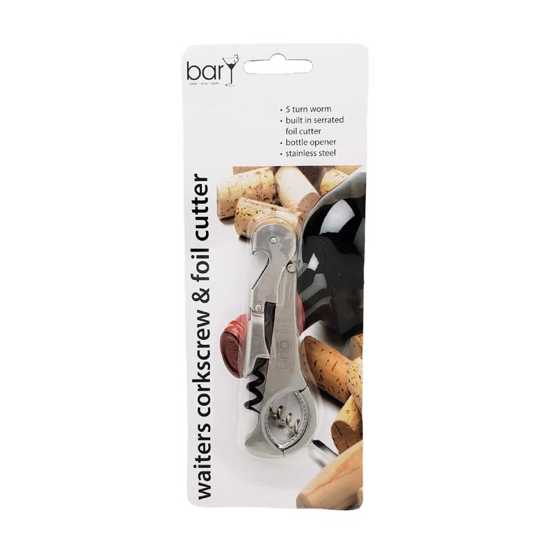 BarY3 Black/Silver Stainless Steel Waiter's Corkscrew