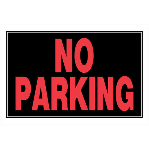 HILLMAN English Black No Parking Sign 8 in. H X 12 in. W, Pack of 6