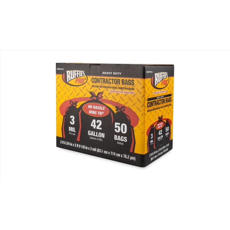 Ruffies Pro 42 gal Contractor Bags Wing Ties 50 pk
