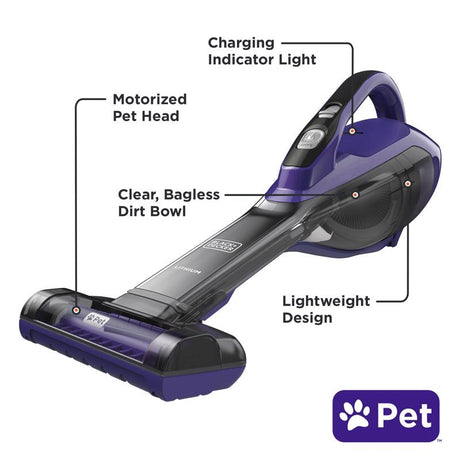 Black+Decker Dustbuster Advanced Clean Pet Bagless Cordless Standard Filter Hand Vacuum