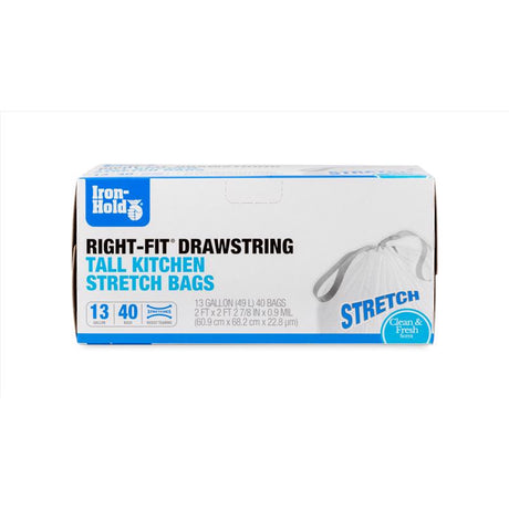 Iron-Hold Right-Fit 13 gal Fresh Tall Kitchen Bags Drawstring 40 pk, Pack of 8
