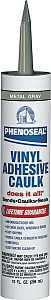 DAP PHENOSEAL 04102 Vinyl Adhesive Caulk, Gray, 48 hr Curing, -20 to 180 deg F, 10 oz Cartridge