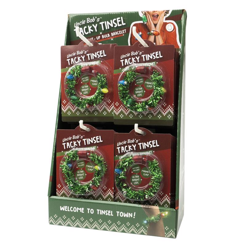 Uncle Bobs Women's Tacky Tinsel Green Bracelet, Pack of 24