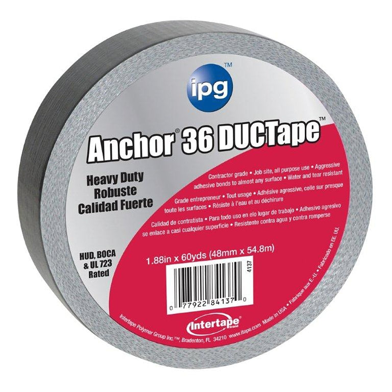 IPG 4137 Duct Tape, Silver, 11 mil Thick, 60 yd L, 1.88 in W, Cloth Backing