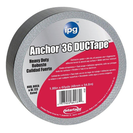 IPG 4137 Duct Tape, Silver, 11 mil Thick, 60 yd L, 1.88 in W, Cloth Backing