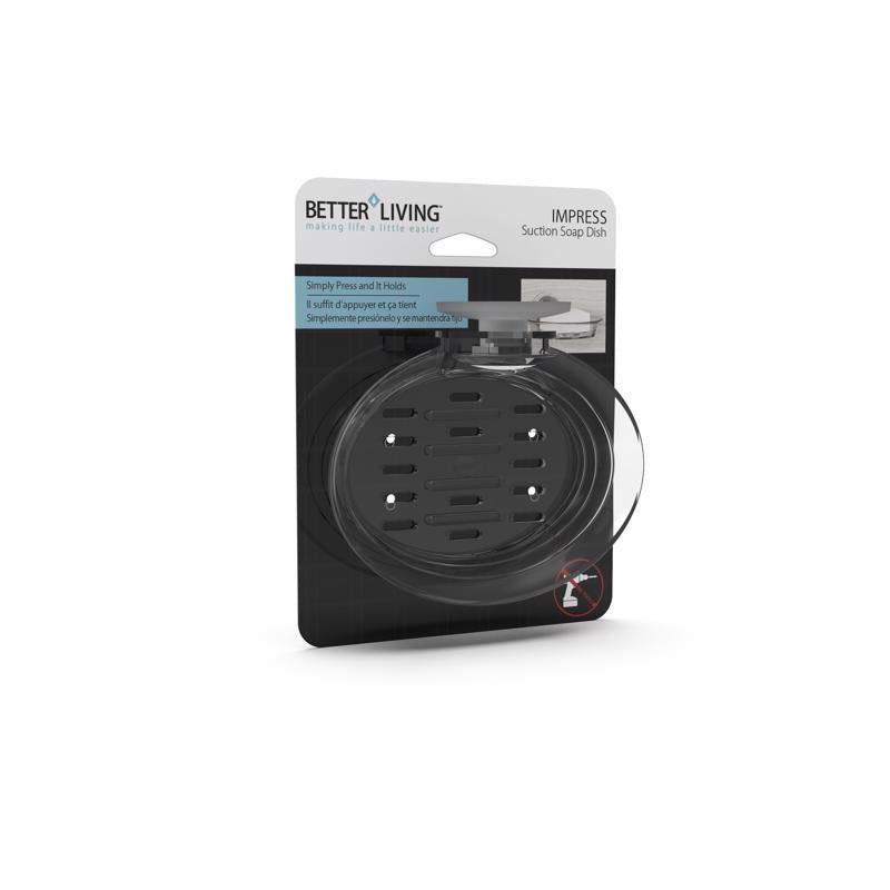 Better Living Impress Clear Gray Plastic Soap Dish