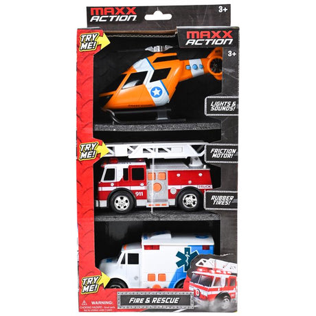Sunny Days Maxx Action Mini Rescue Vehicles Multicolored, Pack of 6