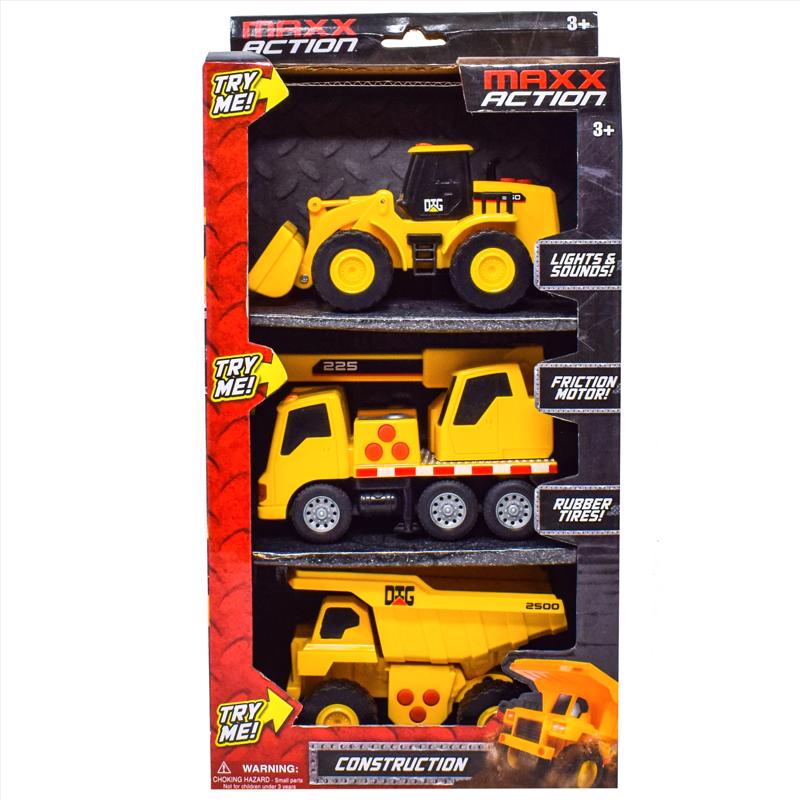 Sunny Days Maxx Action Mini Construction Vehicles Multicolored, Pack of 6