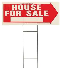 Hy-Ko RS-801 Lawn Sign, House For Sale, White Legend, Plastic, 24 in W x 9-1/2 in H Dimensions, Pack of 5