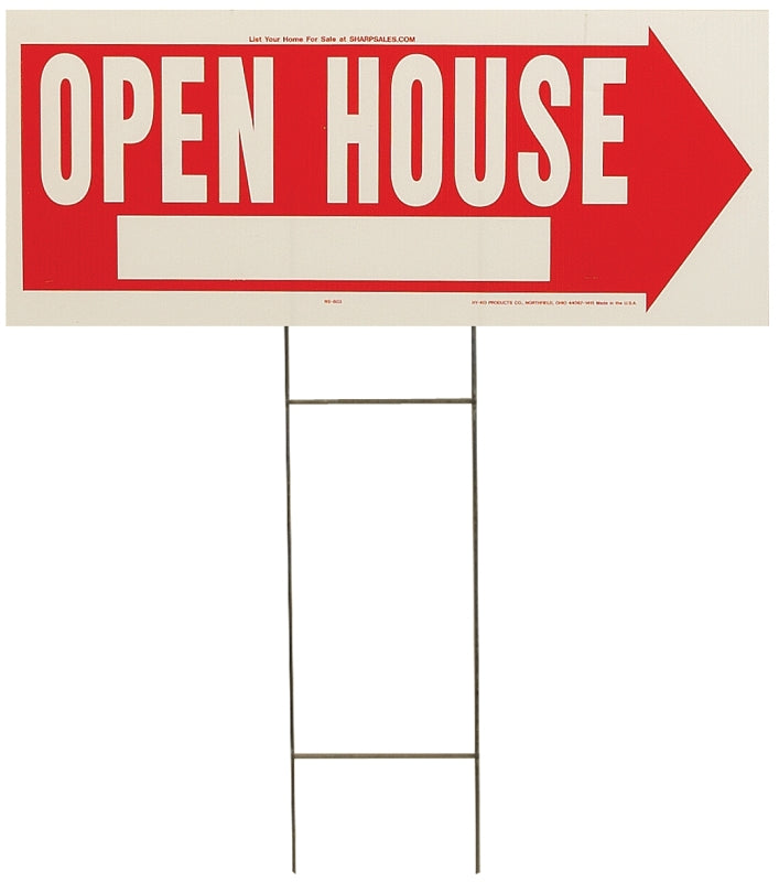 Hy-Ko RS-803 Lawn Sign, OPEN HOUSE, White Legend, 24 in L x 9-1/2 in W Dimensions, Pack of 5