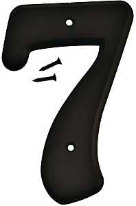 Hy-Ko 30200 Series 30207 House Number, Character: 7, 6 in H Character, Black Character, Plastic, Pack of 5