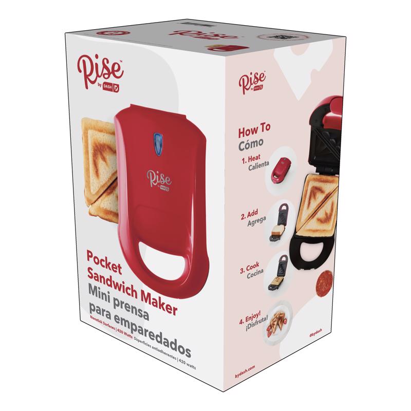 Rise by Dash Red Metal Nonstick Surface Sandwich Maker