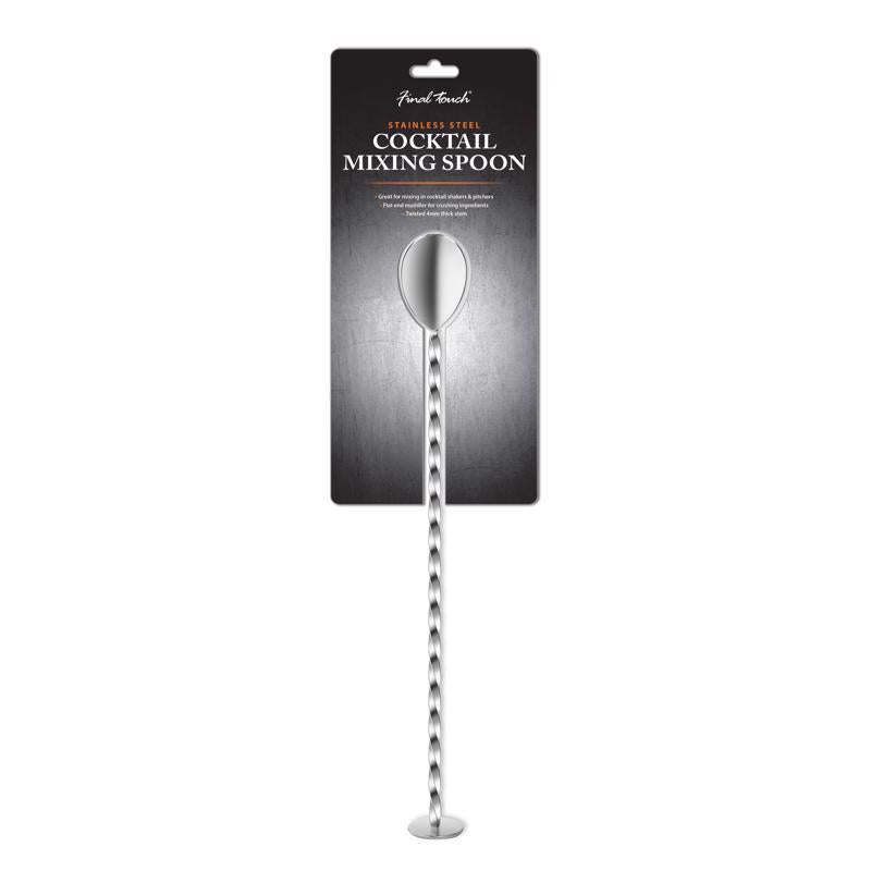 Final Touch Silver Stainless Steel Cocktail Mixing Spoon