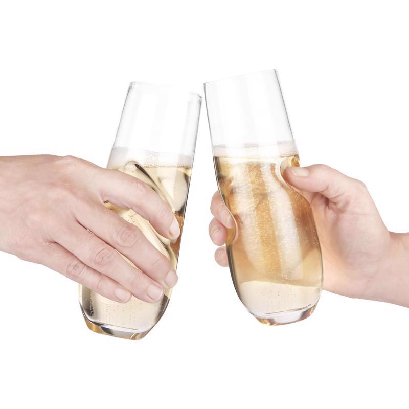 Final Touch 10 oz Clear Glass Stemless Champagne Flutes