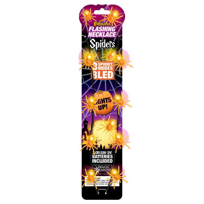 Magic Seasons Halloween Bats/Spider Flashing Necklace 1 pk, Pack of 24