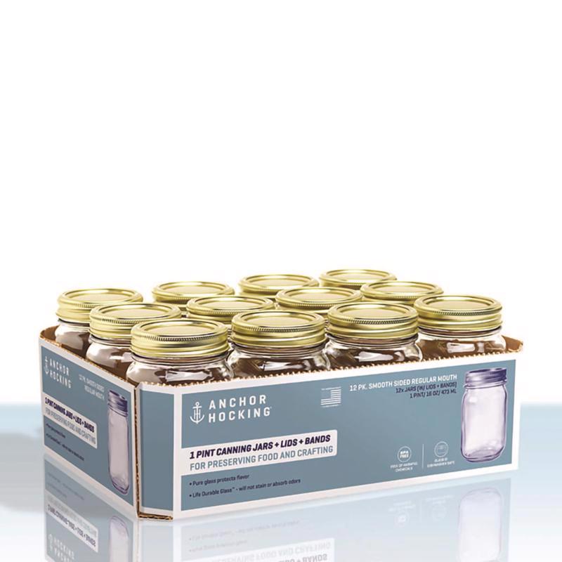 Anchor Hocking Tecnocap Regular Mouth Canning Jar 16 oz 12 pk