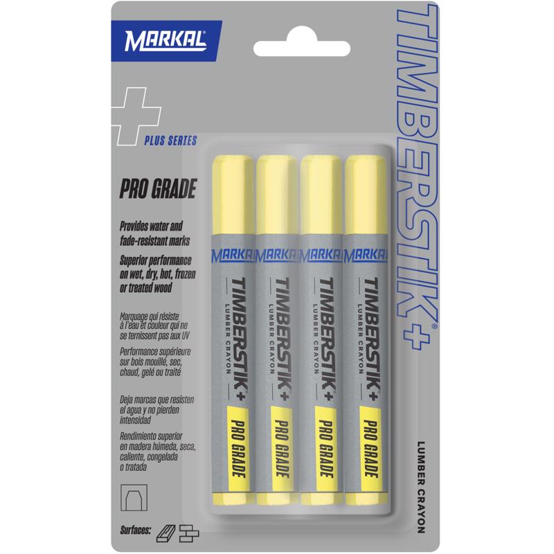 Markal Timberstik Plus 8 in. L Lumber Crayon Yellow 4 pc, Pack of 6