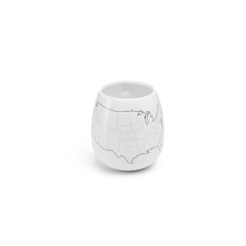 Trouvaille Global 16.9 oz White BPA Free USA Map Mug