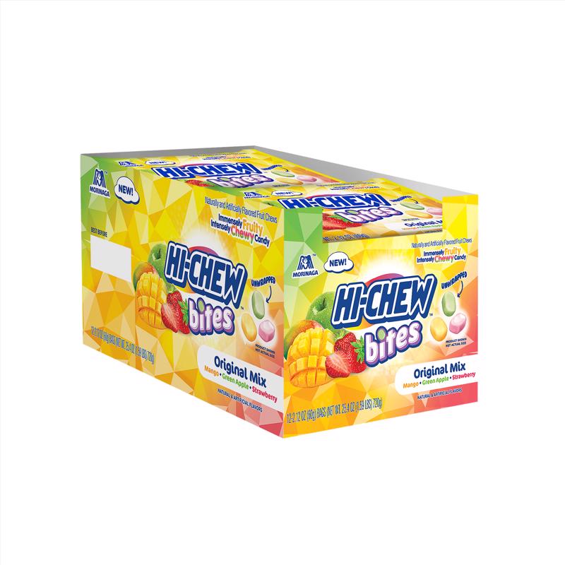 Hi-Chew Bites Green Apple/Mango/Strawberry Chewy Candy 2.12 oz, Pack of 12