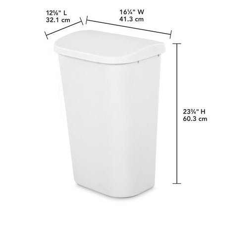 Sterilite 11.3 gal White Plastic D-Shape Wastebasket, Pack of 6