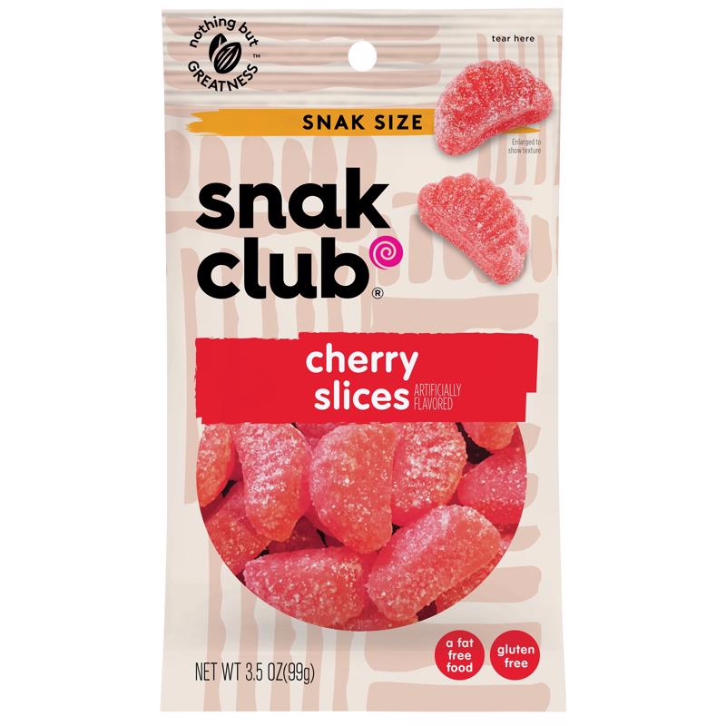 Snak Club Cherry Slices Gummi Candy 3.5 oz Bagged, Pack of 12
