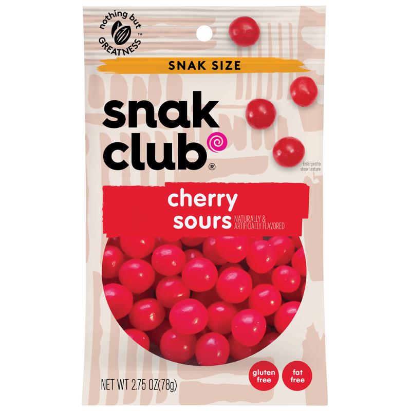 Snak Club Cherry Sours Gummi Candy 2.75 oz Bagged, Pack of 12