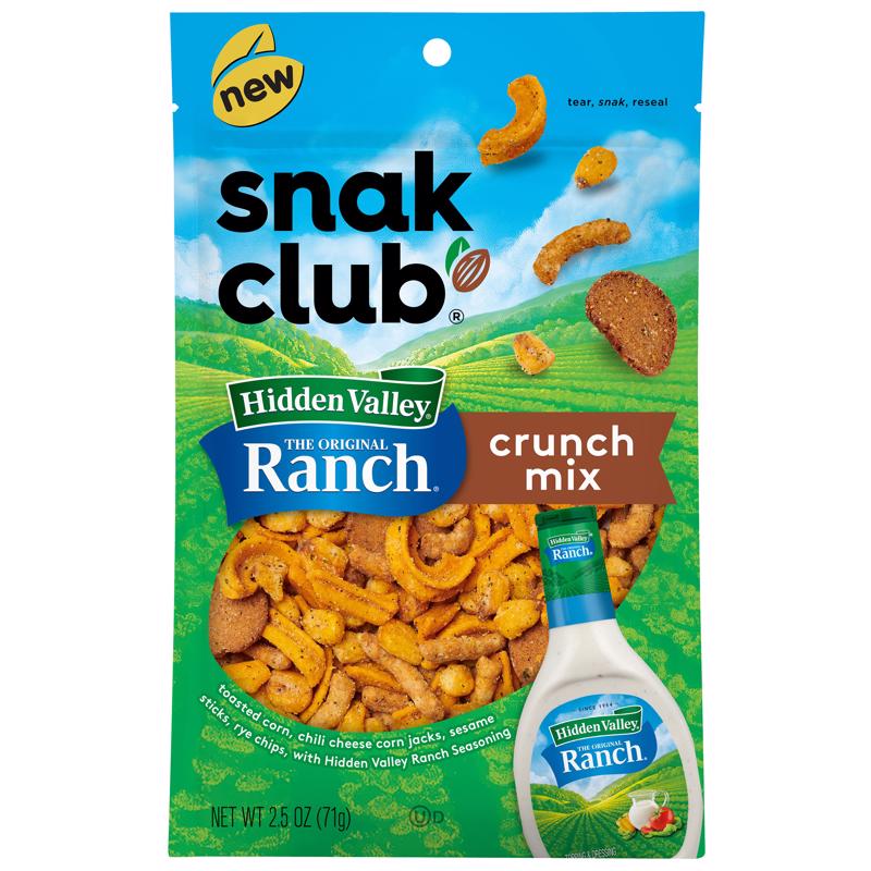 Snak Club Hidden Valley Ranch Snack Mix 2.5 oz Bagged, Pack of 6
