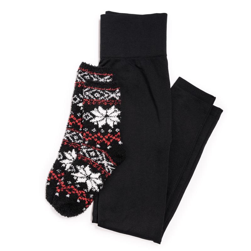 Muk Luks Women's Legging/Cozy Sock Set Assorted Black/White, Pack of 12