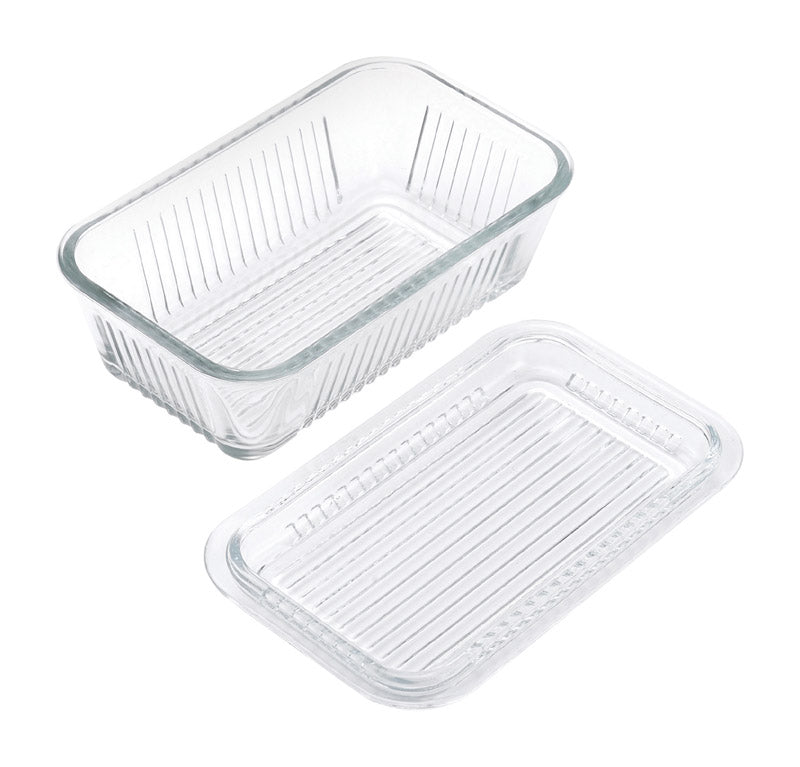Lifetime Clear Glass Multi Function Butter Dish 1 pk, Pack of 4