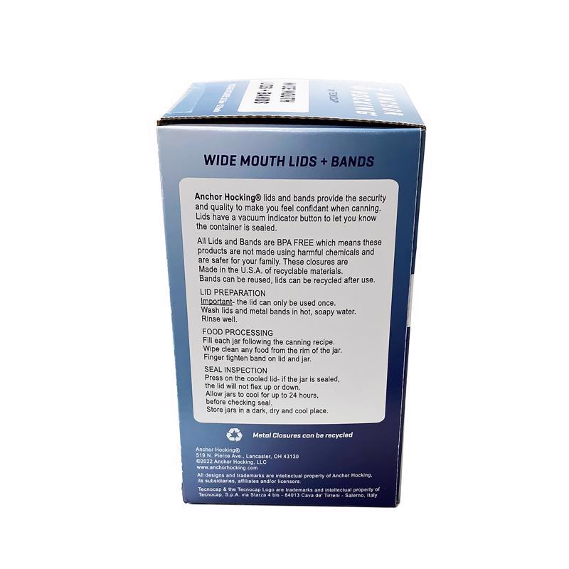 Tecnocap Anchor Hocking Wide Mouth Canning Lids and Bands 12 pk, Pack of 12