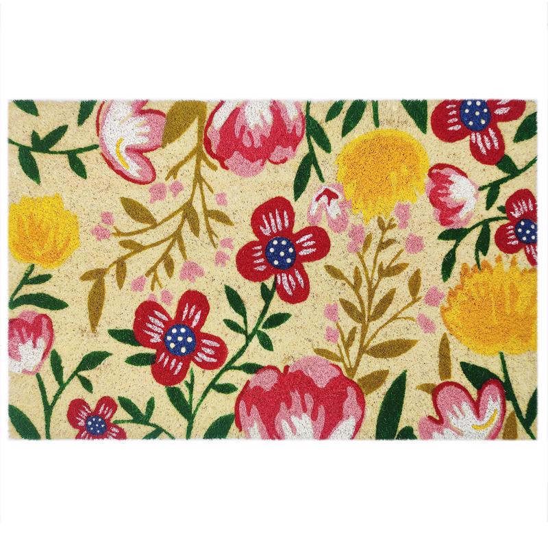 First Concept 18 in. W X 30 in. L Multi-Color Flowers Coir Door Mat