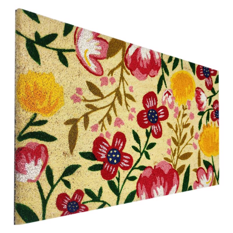 First Concept 18 in. W X 30 in. L Multi-Color Flowers Coir Door Mat
