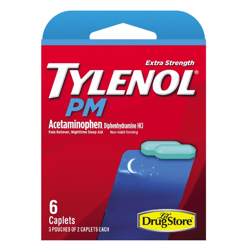 Tylenol PM Pain Reliever/Nightime Sleep Aid 6 ct 1 pk, Pack of 6