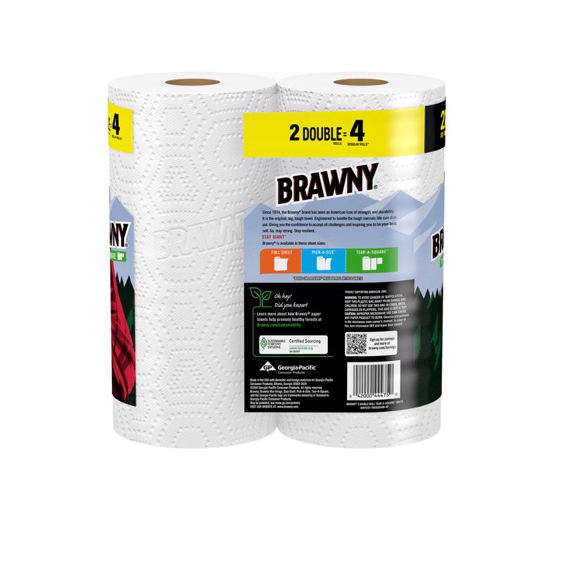 Brawny Tear-A-Square Paper Towels 100 sheet 2 ply 2 pk, Pack of 12