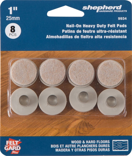 Shepherd Hardware 9934 Furniture Pad, Round, 1 in Dimensions, Felt Cloth, Almond, 6/PK, Pack of 12