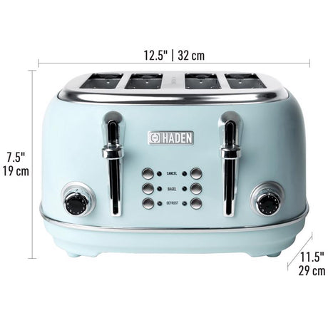 Haden Heritage Stainless Steel Turquoise 4 slot Toaster 7.5 in. H X 12.5 in. W X 11.5 in. D