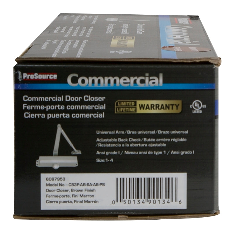 ProSource C501-AB-SA-BR Door Closer, Non-Handed Hand, Automatic, Aluminum, Brown, 240 lb