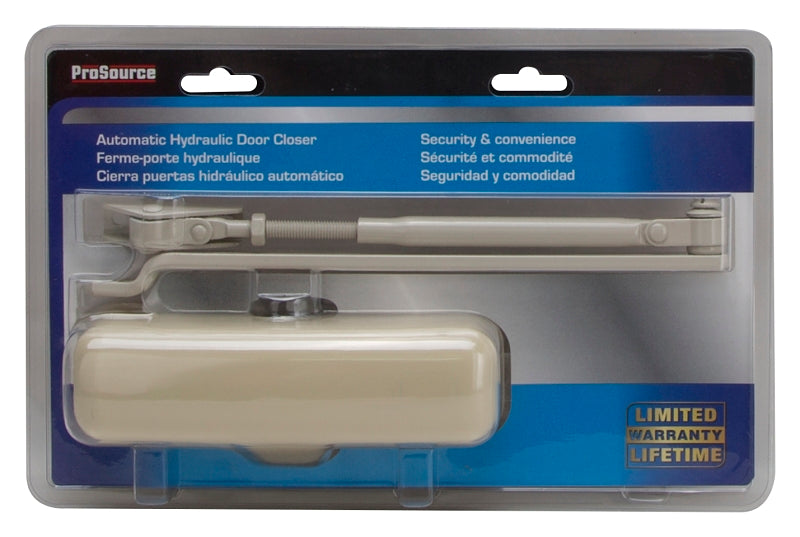 ProSource C102-BH-SA-IV Door Closer, Automatic, Aluminum, Ivory, 100 lb, 150 x 19 mm Mounting Hole Distance