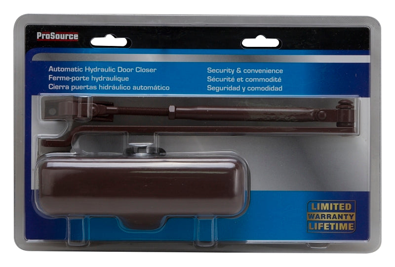 ProSource C102-BH-SA-BR Door Closer, Automatic, Aluminum, Brown, 100 lb, 150 x 19 mm Mounting Hole Distance